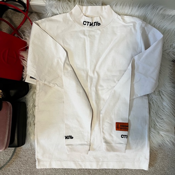Heron Preston White “Style” Mock Neck Long Sleeve T-Shirt - Picture 2 of 5